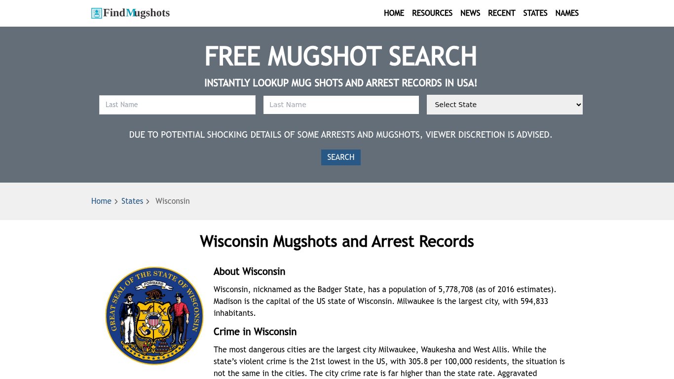 Find Wisconsin Mugshots - Find Mugshots