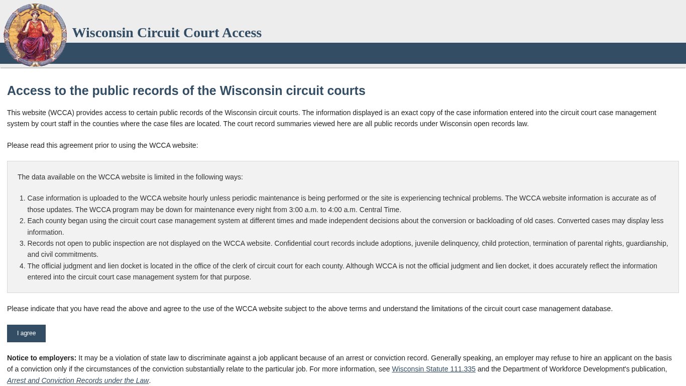 Wisconsin Circuit Court Access (CCAP)