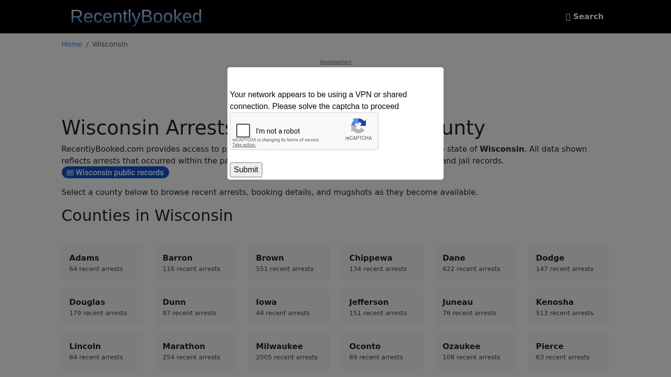 Recent bookings, Arrests, Mugshots in Wisconsin - Recently Booked